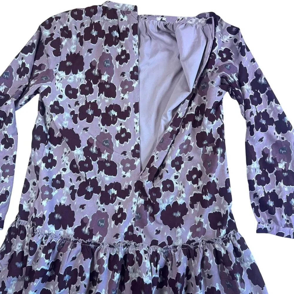 NWT Roolee Women's Bloomwood Mauve Floral Drop Waist Long Sleeve Midi Dress - M